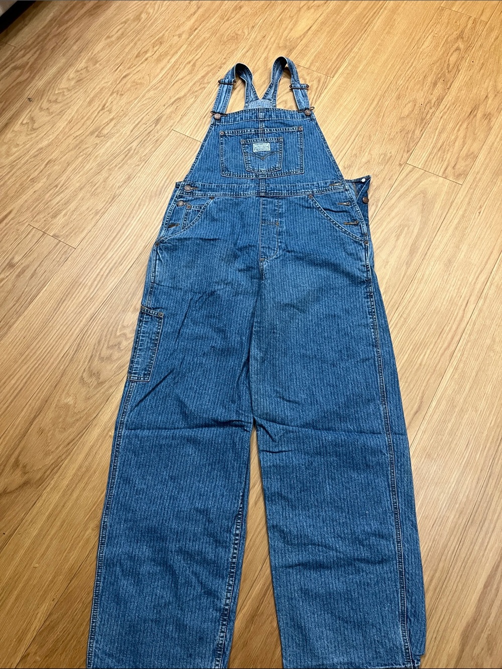 Levi's Vintage 90’s Pinstripe Blue Denim Overalls size L